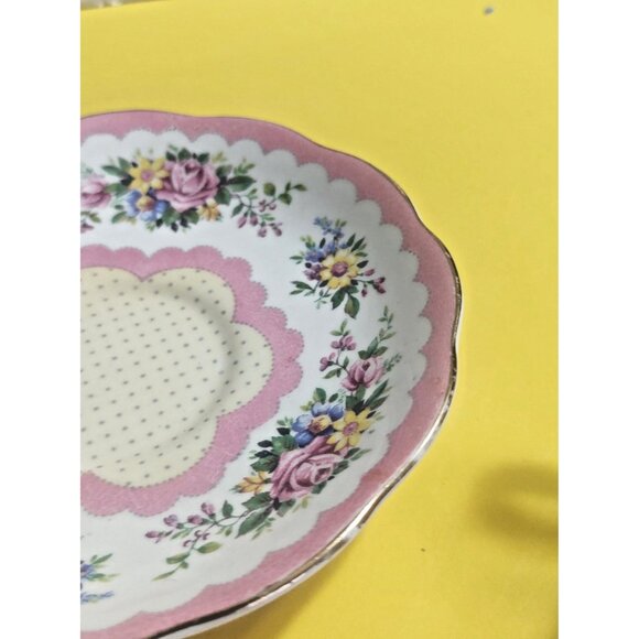 Royal Albert Pink Prudence teacup & saucer, Crown China mark, Hampton shape 1930 - Picture 9 of 12